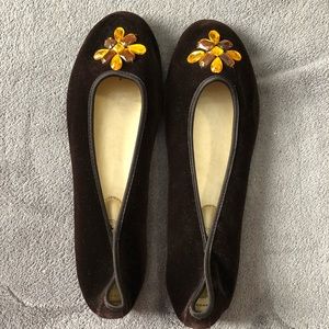 NWOT Scoop NYC brown jeweled velvet flat, 9
